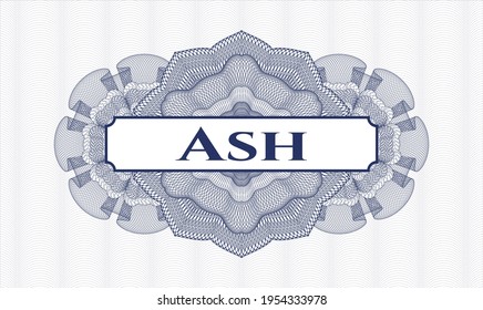 Blue passport money rosette. Vector Illustration. Detailed with text Ash inside