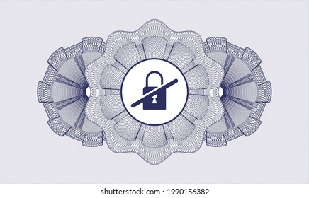 Blue passport money rosette. Vector Illustration. Detailed with inaccessible icon inside