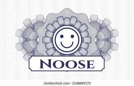 Blue passport money rosette. Vector Illustration. Detailed with happy face icon and Noose text inside