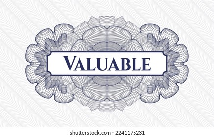 Rosette con dinero del pasaporte azul. Ilustración vectorial. Detallado con texto Valioso dentro