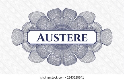 Blue passport money rosette. Vector Illustration. Detailed with text Austere inside