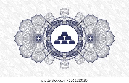 Blue passport money rosette. Vector Illustration. Detailed with gold bullion icon inside