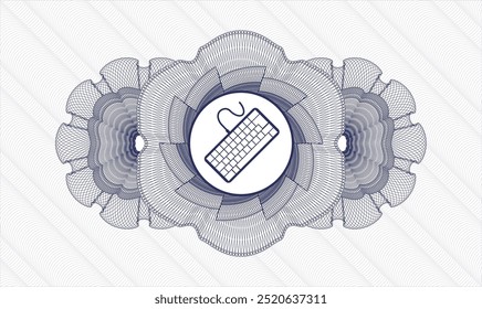 Roseta azul del dinero del pasaporte. Ilustración vectorial. Detallado con el icono del teclado dentro