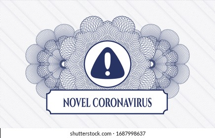 Blue Pass-Geldbörse mit Warnsymbol und Novel Coronavirus-Text im Inneren