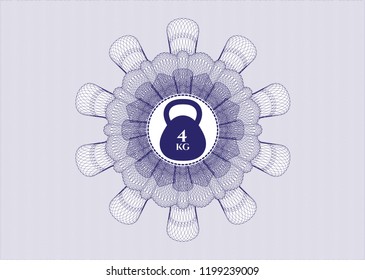 Blue passport money rossete with 4kg kettlebell icon inside