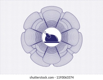 Blue passport money rossete with chicken dish icon inside