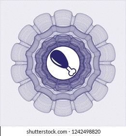 Blue passport money rossete with chicken leg icon inside