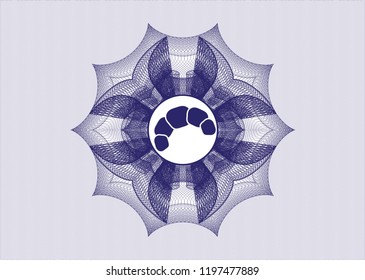 Blue passport money rossete with croissant icon inside