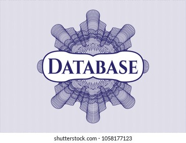    Blue passport money rossete with text Database inside