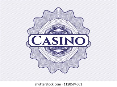 Blue passport money rossete with text Casino inside