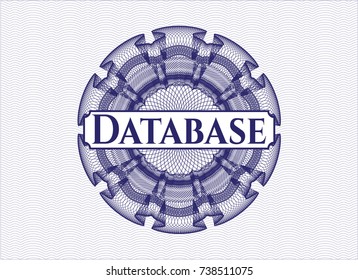 Blue passport money rossete with text Database inside