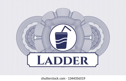 Blue passport money style rosette with soda icon and Ladder text inside