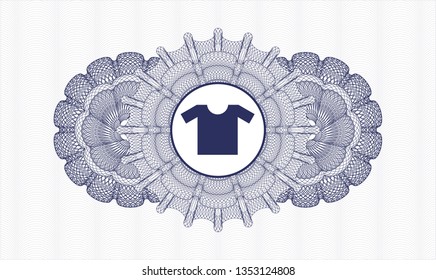 Blue passport money style rosette with shirt icon inside