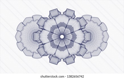 Blue passport money style rosette. Vector Illustration. Detailed.
