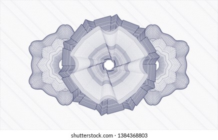 Blue passport money style rosette. Vector Illustration. Detailed.