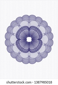 Blue passport money style rosette. Vector Illustration. Detailed.