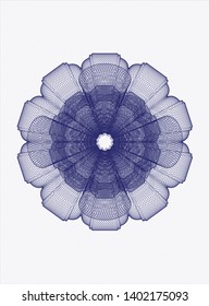 Blue passport money style rosette. Vector Illustration. Detailed.