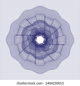 Blue passport money style rosette. Vector Illustration. Detailed.