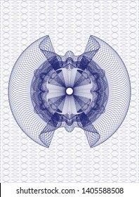 Blue passport money style rosette. Vector Illustration. Detailed.