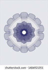 Blue passport money style rosette. Vector Illustration. Detailed.