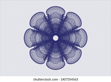 Blue passport money style rosette. Vector Illustration. Detailed.