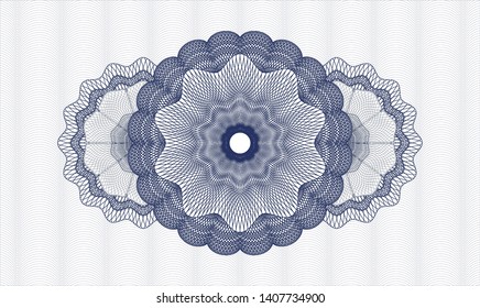 Blue passport money style rosette. Vector Illustration. Detailed.