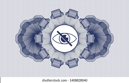 Blue passport money style rosette with blind icon inside