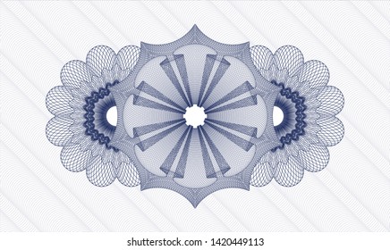 Blue passport money style rosette. Vector Illustration. Detailed.