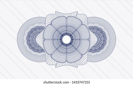 Blue passport money style rosette. Vector Illustration. Detailed.