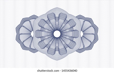 Blue passport money style rosette. Vector Illustration. Detailed.