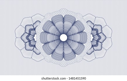 Blue passport money style rosette. Vector Illustration. Detailed.