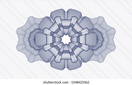 Blue passport money style rosette. Vector Illustration. Detailed.