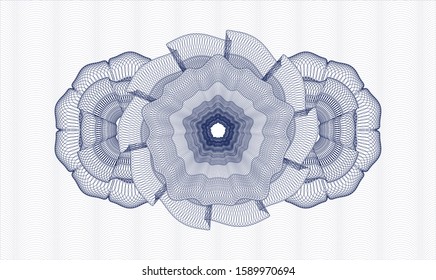 Blue passport money style rosette. Vector Illustration. Detailed.