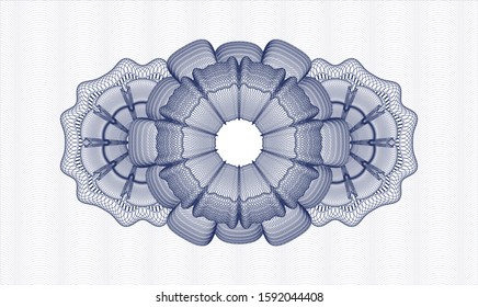 Blue passport money style rosette. Vector Illustration. Detailed.