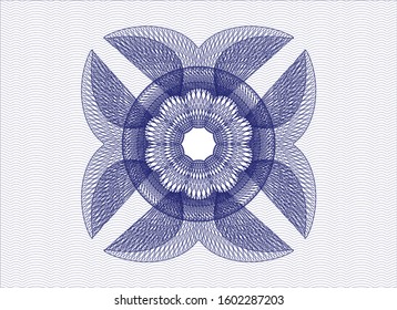 Blue passport money style rosette. Vector Illustration. Detailed.