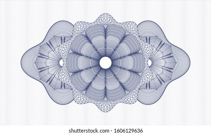 Blue passport money style rosette. Vector Illustration. Detailed.