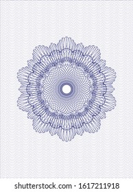 Blue passport money style rosette. Vector Illustration. Detailed.