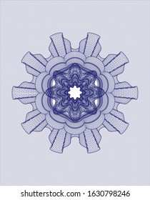 Blue passport money style rosette. Vector Illustration. Detailed.
