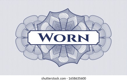 Blue passport money style rosette with text Worn inside