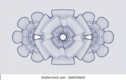 Blue passport money style rosette. Vector Illustration. Detailed.