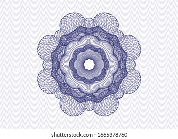 Blue passport money style rosette. Vector Illustration. Detailed.