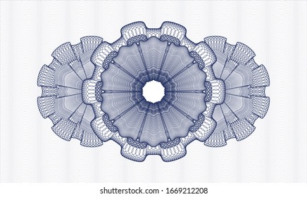 Blue passport money style rosette. Vector Illustration. Detailed.