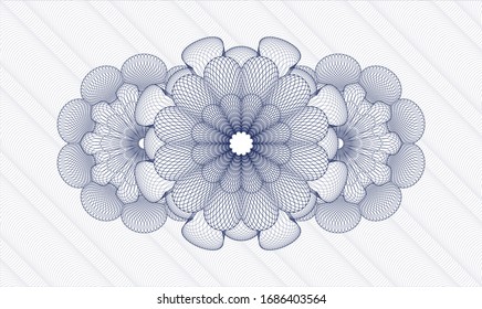 Blue passport money style rosette. Vector Illustration. Detailed.