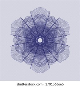 Blue passport money style rosette. Vector Illustration. Detailed.