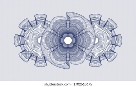 Blue passport money style rosette. Vector Illustration. Detailed 