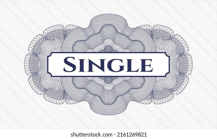 Blue passport money style rosette. Vector Illustration. Detailed with text Single inside