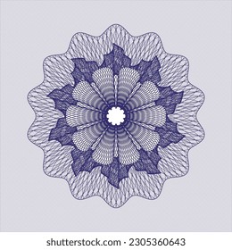 Blue passport money style rosette. Vector Illustration. Detailed. 