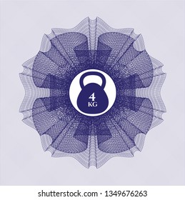 Blue passport rosette with 4kg kettlebell icon inside