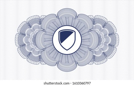 Blue passport rosette with armor icon inside