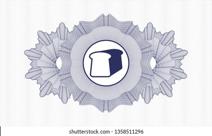 Blue passport rosette with bread icon inside